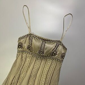 sue wong cream beaded midi dress